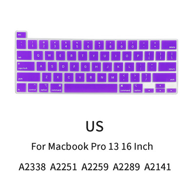 2021 m. nešiojamojo kompiuterio klaviatūros dangtelis, skirtas Macbook Pro 13 16 colių A2338 A2251 A2289 A2259 A2141 EU JAV anglų kalbos klaviatūros dangtelis silikoninė oda
