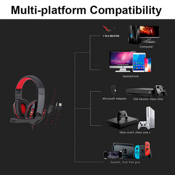 KINGSTAR Кабелни геймърски слушалки, стерео геймърски слушалки с микрофон, гласово управление, шумопотискащи слушалки за компютърен лаптоп PS4