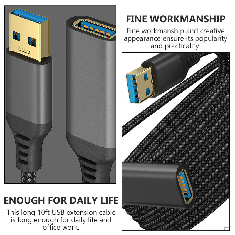 10 jalga USB 30 liiniga kiire andmeedastusjuhtme pikendusjuhe klaviatuuri kaabel 3.0 Weave