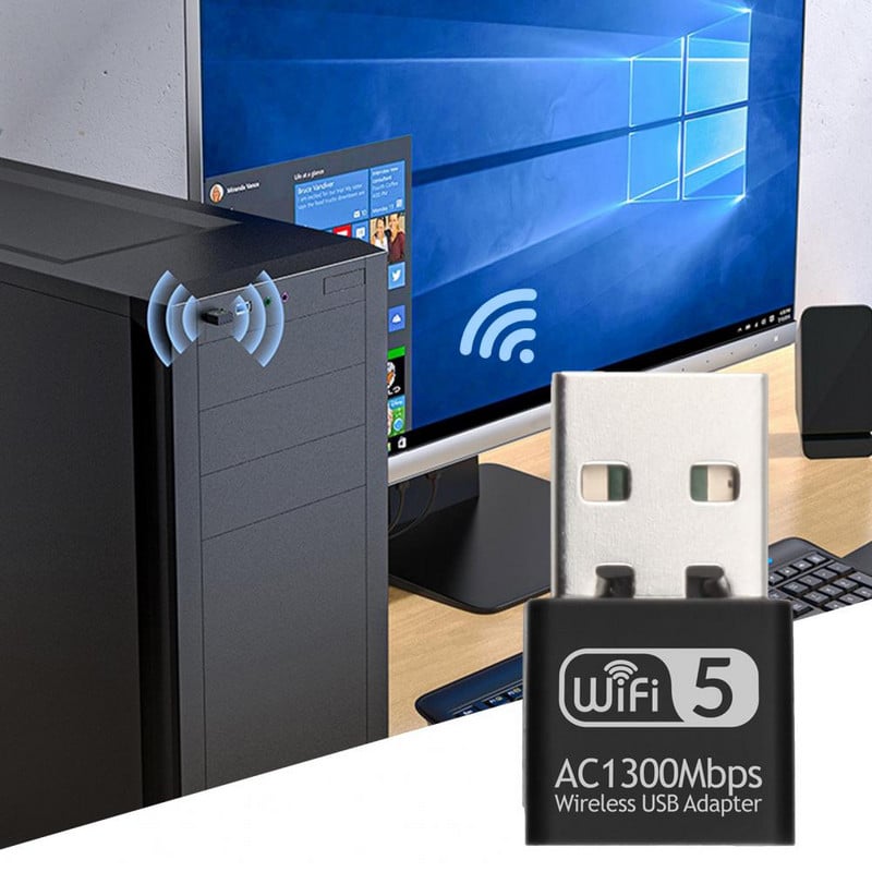 Bežični mrežni adapter 2.4G/5.8GHz Dual Band 1300Mbps laptop USB WiFi adapter za Windows XP/7/8/10/11 za Mac OS za Linux