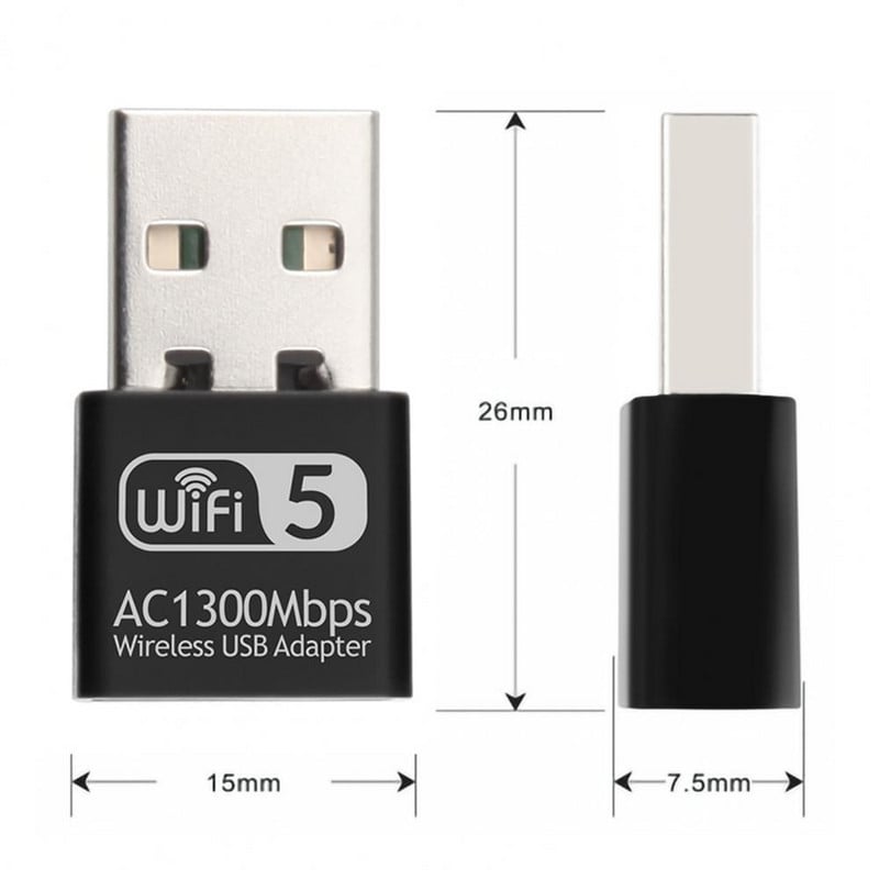 Bežični mrežni adapter 2.4G/5.8GHz Dual Band 1300Mbps laptop USB WiFi adapter za Windows XP/7/8/10/11 za Mac OS za Linux