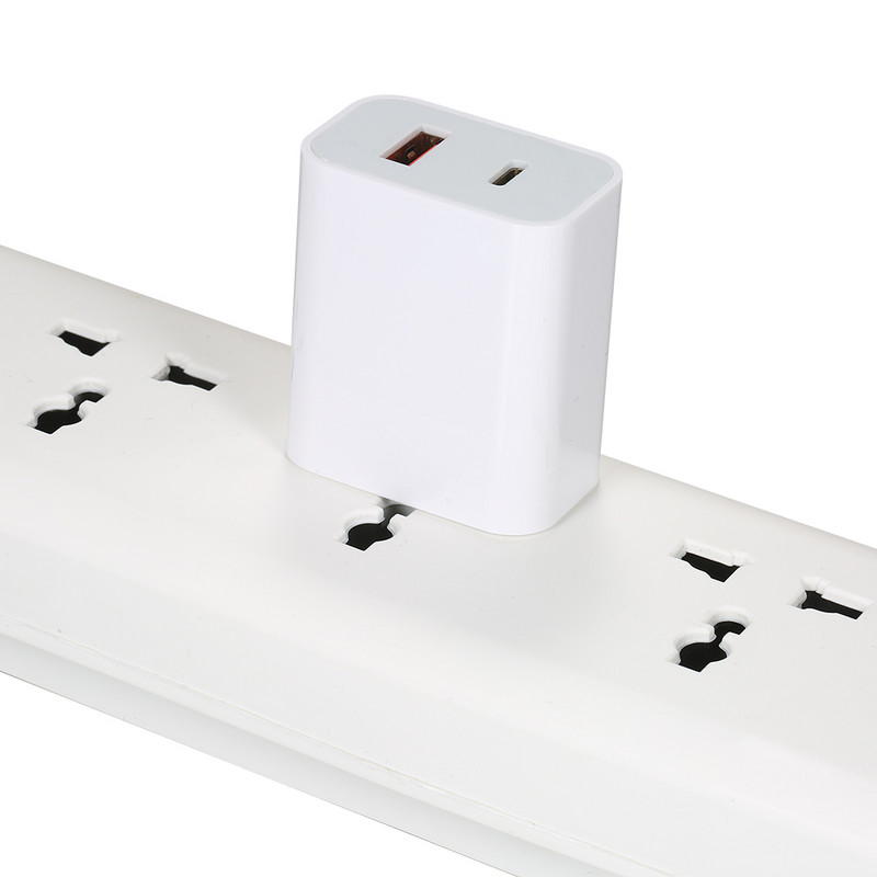 18 W kiirlaadija, kaasaskantav C-tüüpi + USB-laadimispea koos PD+QC3.0 pordiga Mitme kaitsega lai ühilduvus