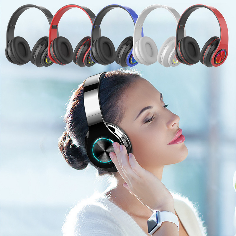 Austiņas Spēlētāju austiņas Bluetooth telpiskā skaņa Stereo Bezvadu austiņas USB ar mikrofonu Krāsainas gaismas datora klēpjdatora austiņas