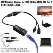 USB 2.0 į RJ45 adapteris / 2X Mirco USB kabelio LAN eterneto adapteris, skirtas Amazon Fire TV 3 arba Stick GEN 2