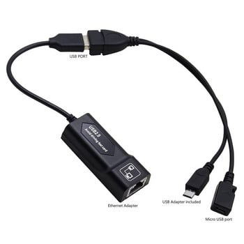 USB 2.0 към RJ45 адаптер/ 2X Mirco USB кабел LAN Ethernet адаптер за Amazon Fire TV 3 или Stick GEN 2