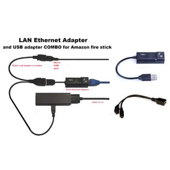 USB 2.0 към RJ45 адаптер/ 2X Mirco USB кабел LAN Ethernet адаптер за Amazon Fire TV 3 или Stick GEN 2