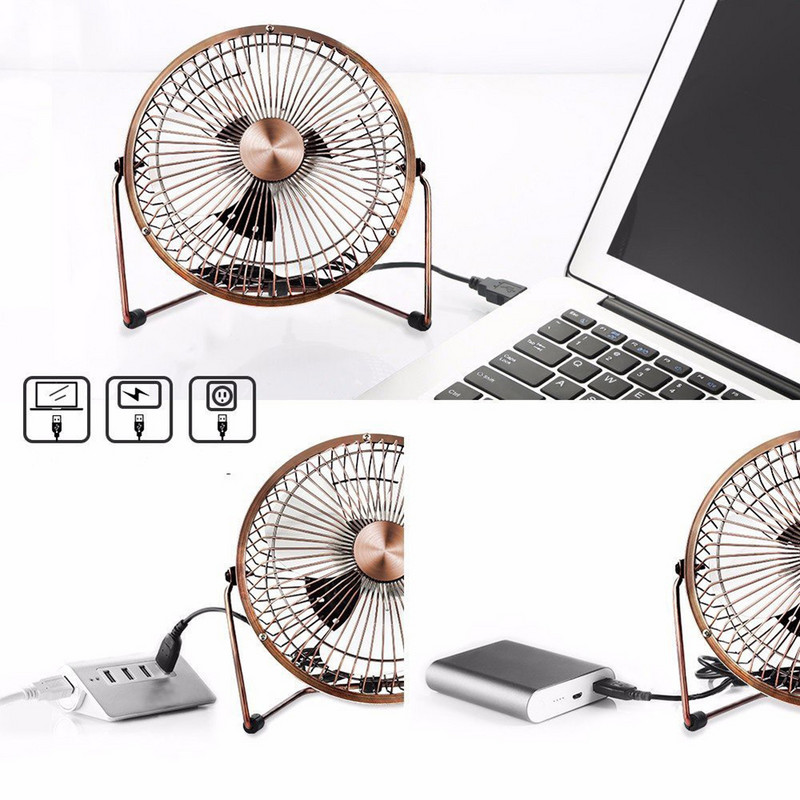 6 USB stalinis ventiliatorius bronzinis mini nešiojamas didelio greičio mini stalinis ventiliatorius, skirtas turistiniam biurui