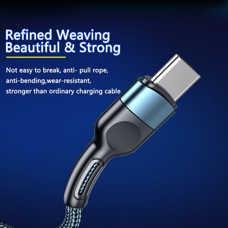 5A USB-tüüpi C-kaabli juhe nutika mobiiltelefoni jaoks Kiirlaadimine USB-C-kaabel C-tüüpi laadija Mikro-USB-kaablid 1M