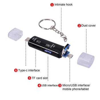 5 в 1 четец на карти тип C OTGUSB четец на карти с памет USB TF четец на карти с памет за компютър, лаптоп, телефон, аксесоари