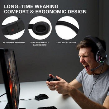 SY722 Кабелни слушалки с висококачествено намаляване на шума със студена RGB светлина 3,5 мм стерео слушалки за игри за консумативи за лаптопи