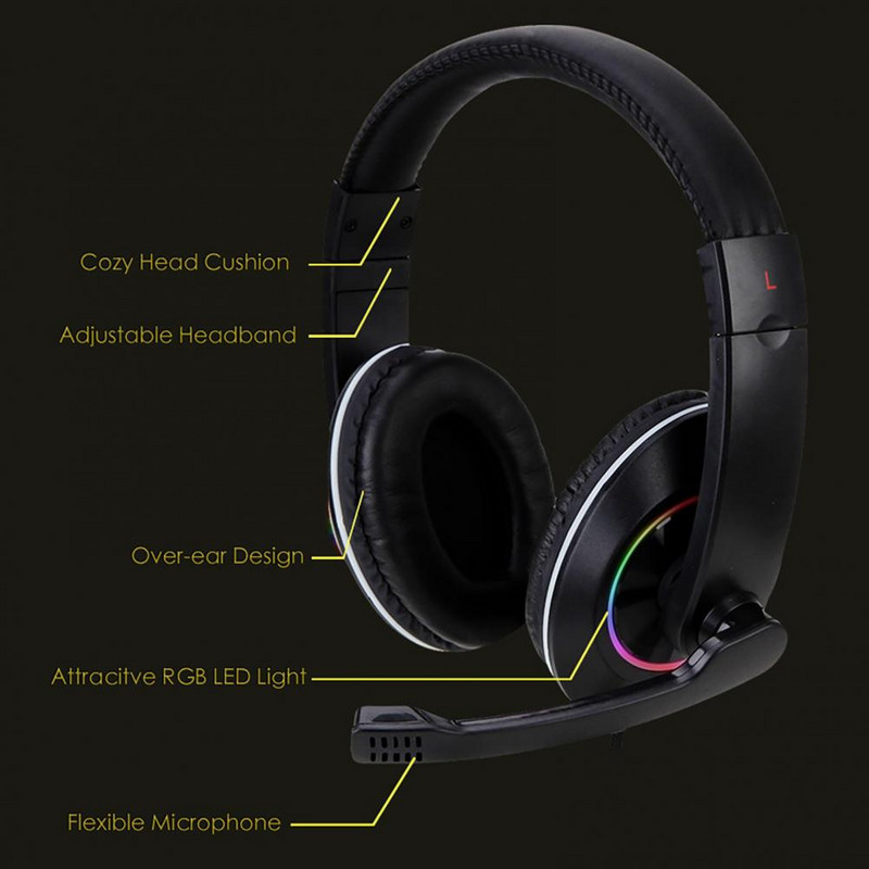 SY722 žičane slušalice visoke vjernosti s redukcijom buke s hladnim RGB svjetlom 3,5 mm stereo gaming slušalice za opremu za prijenosna računala