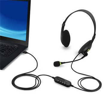 Ενσύρματα ακουστικά USB Gamer με μικρόφωνο Στερεοφωνικό ακουστικό μουσικής παιχνιδιών Ακουστικό γραφείου εργασίας Ακουστικό φορητού υπολογιστή υπολογιστή
