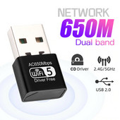 Mini traadita võrgukaart USB WiFi-adapter Ethernet 2.4G 5G kahesageduslik Windowsi lauaarvuti sülearvuti WiFi antenni vastuvõtja