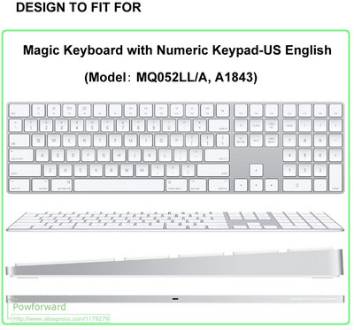 skirta Apple iMac Magic klaviatūrai su skaitine klaviatūra MQ052LL/A A1843 MLA22L/A A1644 Silikoninės klaviatūros dangtelis, apsauginis sluoksnis
