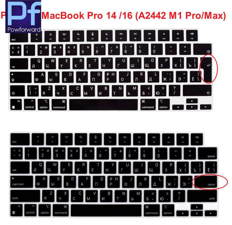Silikonska maska za tipkovnicu Ruska slova za MacBook Air 13 inča 2022 M2 A2681 / MacBook Pro 14 16 inča A2442 A2485 14.2 16.2''