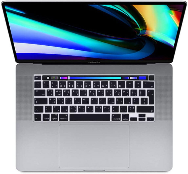 Arabų kalba, skirta MacBook Pro 13 colių 2020 A2289 A2251 A2338 M1 lustas, skirtas MacBook Pro 16 colių 2019 m. silikoninis klaviatūros dangtelis ES versija