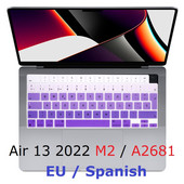 EU TPU kryt pre Macbook Air 13 2022 M2 A2681 EU španielsky klávesnicový kryt Rainbow pre Macbook Air 13 2022 A2681 klávesnicový kryt