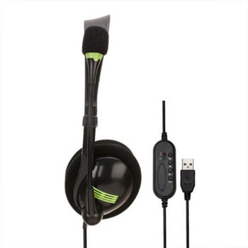 3,5 мм USB интерфейс Слушалки за център за обаждания, монтирани на главата, лаптоп, компютър, компютър, кабелни стерео слушалки с микрофон, шумопотискащи