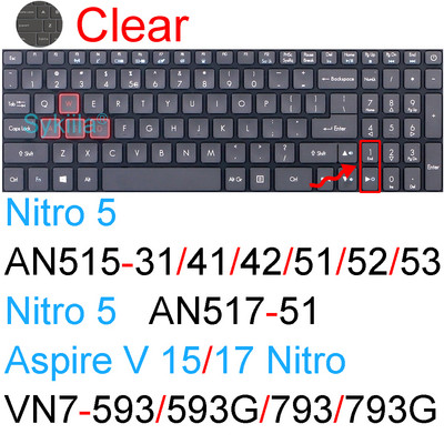 Poklopac tipkovnice za Acer Nitro 5 Spin 7 AN515 AN517 AN715 51 52 53 54 55 56 57 V 15 17 VN7 Dodatak za silikonsku zaštitnu masku