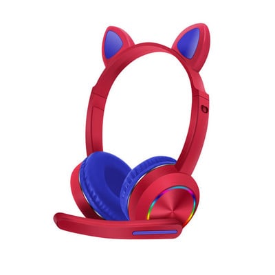 Prijenosno računalo za prijenos uživo s mikrofonom Žičane slušalice Slatki modni računalni stereo za djecu LED rasvjeta Mačje uho 3,5 mm utičnica