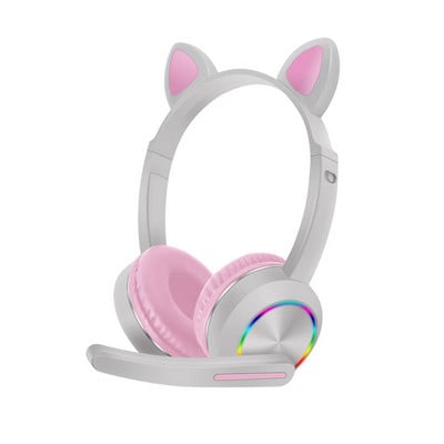 Prijenosno računalo za prijenos uživo s mikrofonom Žičane slušalice Slatki modni računalni stereo za djecu LED rasvjeta Mačje uho 3,5 mm utičnica