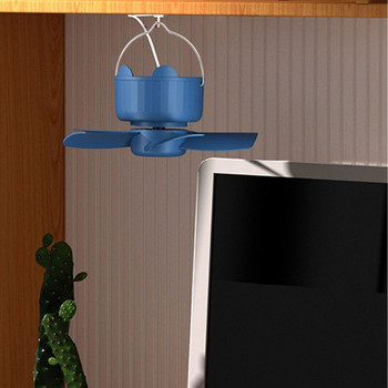 Вентилатор за летен къмпинг Допълнителен вентилатор за синхронизиране на тавана USB 7-инчов вентилатор с сенник с кука 3-скоростен висящ вентилатор за дейности на открито