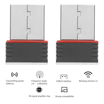 2PCS Mini WiFi Adapter Φορητοί δέκτες USB Wifi Ασύρματος προσαρμογέας κάρτας δικτύου 150M USB WiFi Κάρτα δικτύου για Studio Dorm Home