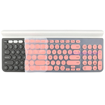 Капак за клавиатура K780 за Logitech K780 Wireless Bluetooth Protector Skin Case Film Silicone TPU Case for Logi Clear Black Pink