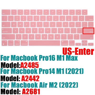 Poklopac tipkovnice za MacBook Pro14 16 inča 2021 A2442 A2485 Air M2 13,6 inča M2 2022 A2681Alicon Cover Vodootporna američka verzija