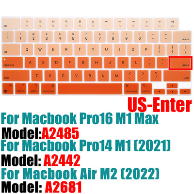 Poklopac tipkovnice za MacBook Pro14 16 inča 2021 A2442 A2485 Air M2 13,6 inča M2 2022 A2681Alicon Cover Vodootporna američka verzija