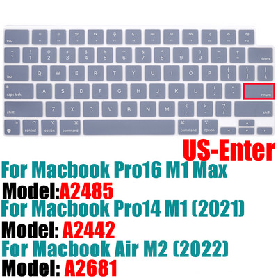 Poklopac tipkovnice za MacBook Pro14 16 inča 2021 A2442 A2485 Air M2 13,6 inča M2 2022 A2681Alicon Cover Vodootporna američka verzija