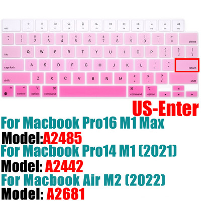 Poklopac tipkovnice za MacBook Pro14 16 inča 2021 A2442 A2485 Air M2 13,6 inča M2 2022 A2681Alicon Cover Vodootporna američka verzija