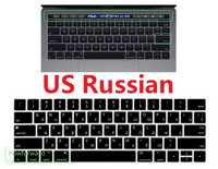 JAV Rusijos Rusija, skirta MacBook Pro Touch Bar 13 15 2019 2018 2017 A2159 A1989 A1990 A1706 A1707 nešiojamojo kompiuterio klaviatūros dangtelis