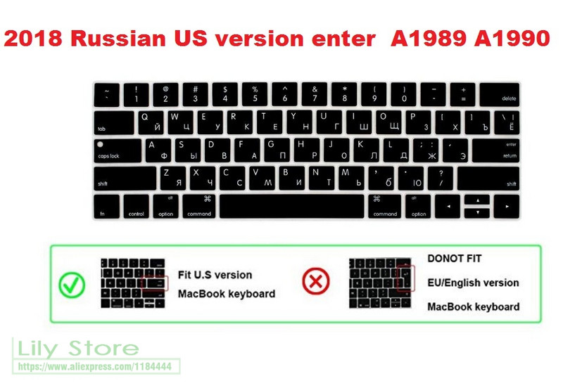 JAV Rusijos Rusija, skirta MacBook Pro Touch Bar 13 15 2019 2018 2017 A2159 A1989 A1990 A1706 A1707 nešiojamojo kompiuterio klaviatūros dangtelis