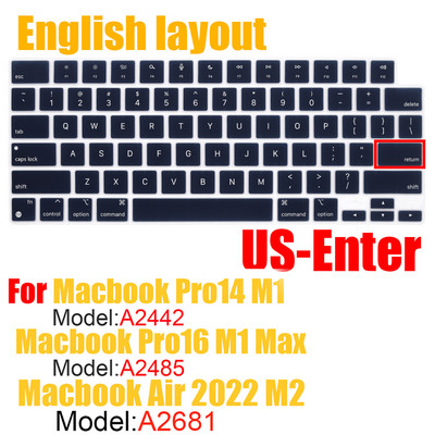 Αυτοκόλλητο για MacBook Air 13.6 M2 chip 2022 Keybaord cvoer A2681 A2442 A2485 Μαλακό πληκτρολόγιο σιλικόνης, ανθεκτικό στη σκόνη, πληκτρολόγιο φορητού υπολογιστή