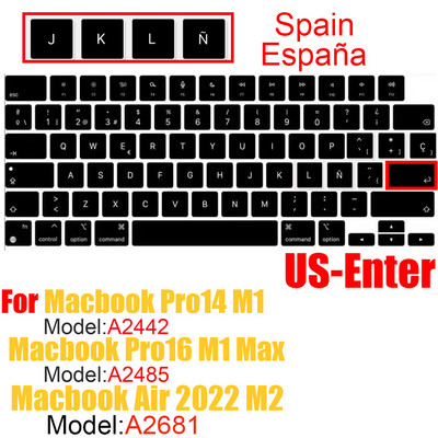 Αυτοκόλλητο για MacBook Air 13.6 M2 chip 2022 Keybaord cvoer A2681 A2442 A2485 Μαλακό πληκτρολόγιο σιλικόνης, ανθεκτικό στη σκόνη, πληκτρολόγιο φορητού υπολογιστή
