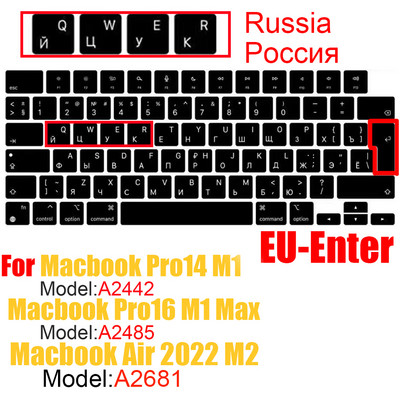 Αυτοκόλλητο για MacBook Air 13.6 M2 chip 2022 Keybaord cvoer A2681 A2442 A2485 Μαλακό πληκτρολόγιο σιλικόνης, ανθεκτικό στη σκόνη, πληκτρολόγιο φορητού υπολογιστή