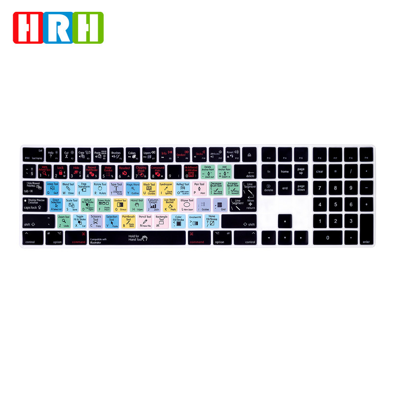 „HRH Shortcuts HotKeys Keyboard Skin Cover“ nešiojamas kompiuteris, skirtas „Apple Magic“ klaviatūrai su skaičių klaviatūra A1843 MQ052L/A, išleistas 2017 m.