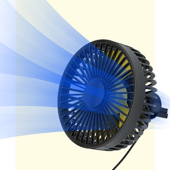 Вентилатор за кола USB вентилатор с 3 скорости на вятъра 360° въртене с щипка Вентилатор за циркулация на въздуха в автомобила Автомобил SUV RV Къмпинг Охлаждане 3XUE