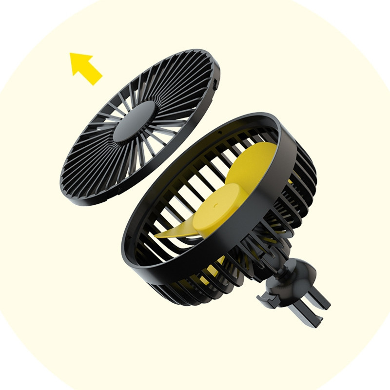 Automobilio ventiliatorius USB ventiliatorius su 3 vėjo greičiais 360° besisukantis spaustuko ventiliatorius, skirtas transporto priemonės oro cirkuliacijai Automobilių visureigių kempingo aušinimas 3XUE