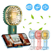 Mini ventilator portabil portabil de vară Ventilatoare de încărcare USB silențioase Ventilator de răcire cu 3 viteze cu suport pentru telefon pentru studenți la biroul acasă