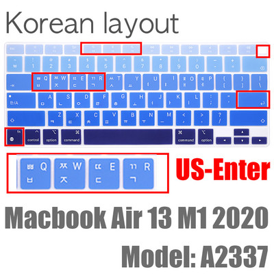Korejski izgled Poklopac za tipkovnicu prijenosnog računala Vodootporan za MacBook Air 13 inča M1chip A2337(2020) Mekana silikonska tipkovnica u boji Skin