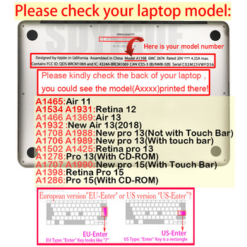 Κορεατικό κάλυμμα πληκτρολογίου για Mac Book Air 13 pro15 ιντσών A1466 A1278 A1502 A1398 Retina Κάλυμμα πληκτρολογίου φορητού υπολογιστή Έγχρωμο φιλμ πληκτρολογίου