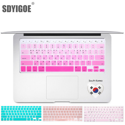 Korėjietiškas klaviatūros dangtelis skirtas Mac Book Air 13 pro15 colių A1466 A1278 A1502 A1398 Retina nešiojamojo kompiuterio klaviatūros dangteliai Spalvota klaviatūros plėvelė