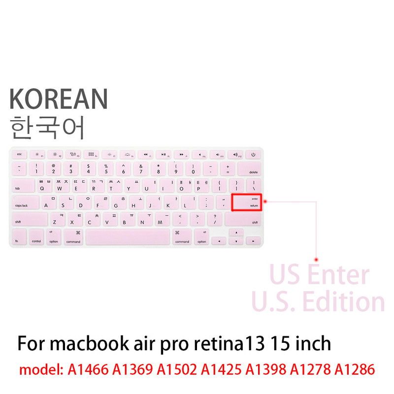 Korejska maska za tipkovnicu za Mac Book Air 13 pro15 inča A1466 A1278 A1502 A1398 Retina tipkovnice za prijenosna računala Film za tipkovnicu u boji