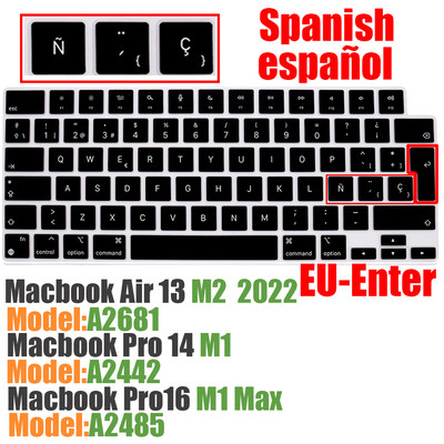 Su ispaniška klaviatūros dangtelio apsauga, skirta Macbook Air13 A2337A2179 skirta Macbook Pro13 A2338A2289 A2159 klaviatūros apsauginė plėvelė