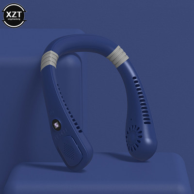 Охлаждащ висящ вентилатор без остриета на врата USB акумулаторна без звук Спортни фенове Спорт на открито Пътуване Безлистно охлаждане Вентилатор с лента за носене