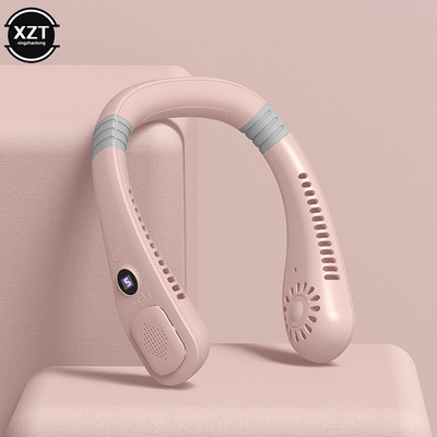 Охлаждащ висящ вентилатор без остриета на врата USB акумулаторна без звук Спортни фенове Спорт на открито Пътуване Безлистно охлаждане Вентилатор с лента за носене