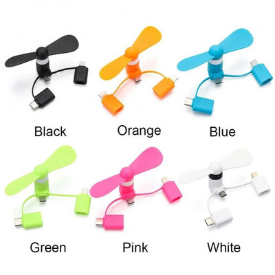 3 az 1-ben utazási hordozható mobiltelefon mini ventilátoros hűtőhűtő Android Type-c Micro USB C készülékhez IPadhoz IPhone 5 6 6S 7 Plus 8 X XS
