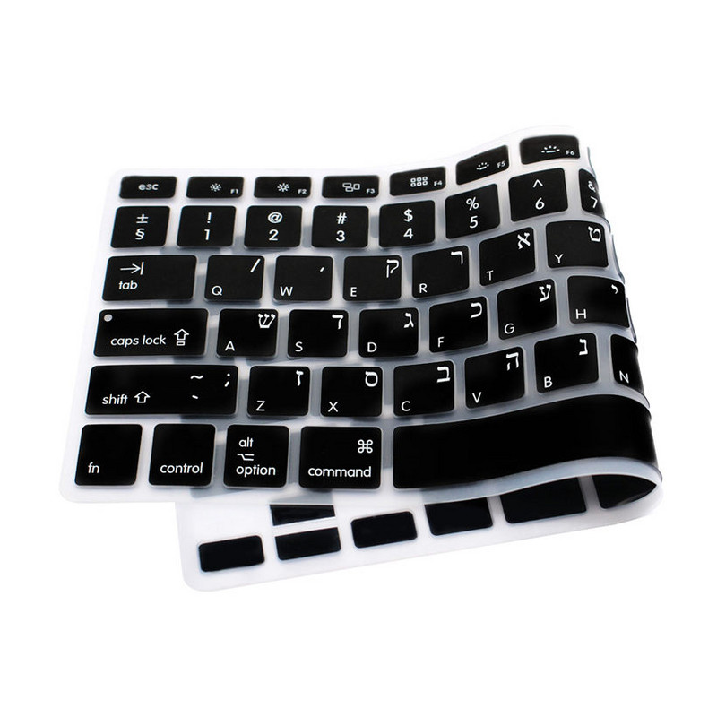 Universalus hebrajų klaviatūros dangtelis, skirtas Macbook Air 13 A1466 Pro Retina 13 15 CD ROM A1278 A1398 hebrew EU US Silicon Keyboard Skin